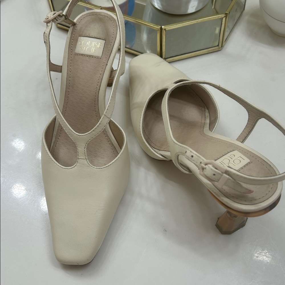 Louise et Cie Cream Leather Slingback Pumps